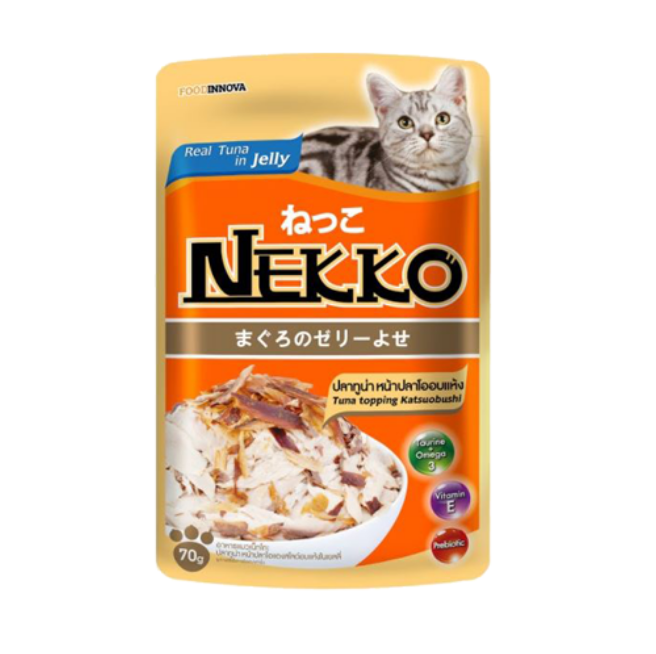 Nekko Tuna Topping Katsuobushi Pouch Cat Food 70g